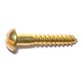Midwest Fastener Wood Screw, #12, 1-1/4 in, Plain Brass Round Head Slotted Drive, 18 PK 61028